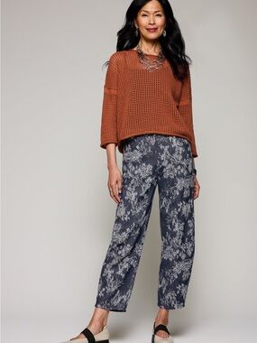 Lisa Bayne Blossom Barrel Jean Jacquard Pant 8 Petite